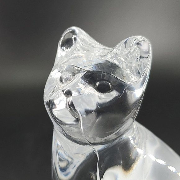 VTG Clear Glass Cat Frosted Base Paperweight Fig. - Picture 6 of 7